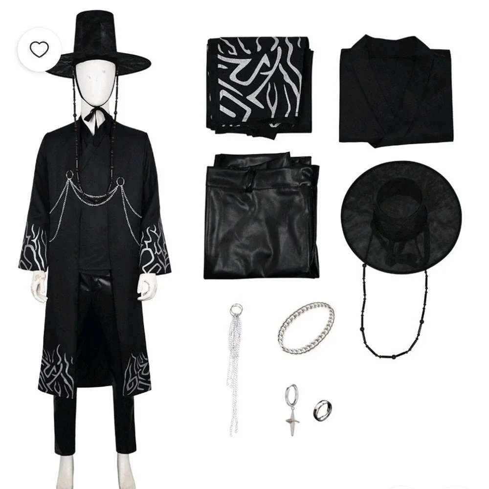 NWT KP0P Demon Costume Hunters Saja Boys Grim Reaper Black Outfit, Boys Cosplay